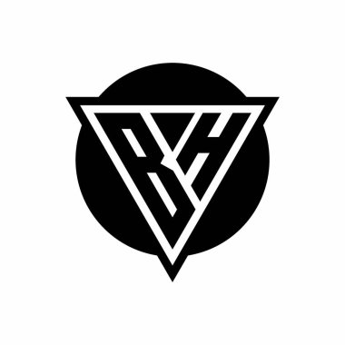 BH logosu negatif alan üçgenine ve daire şeklinde dizayn şablonuna sahip beyaz arkaplanda izole