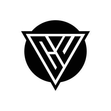 Eksi boşluk üçgenli CU logosu ve beyaz arkaplanda izole edilmiş çember şekil tasarım şablonu