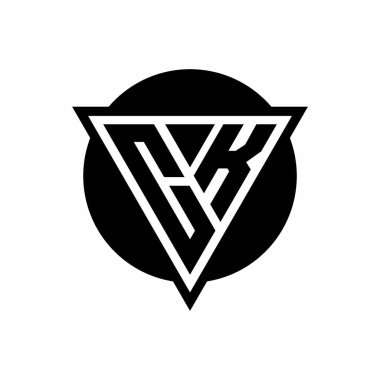 CK logosu negatif uzay üçgeni ve daire şekli şablonu beyaz arkaplanda izole edilmiş