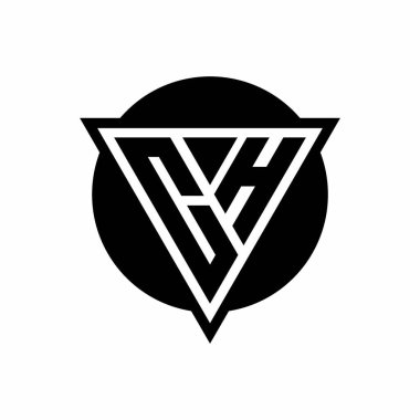 CH logosu negatif uzay üçgeni ve daire şekli şablonu beyaz arkaplanda izole edilmiş