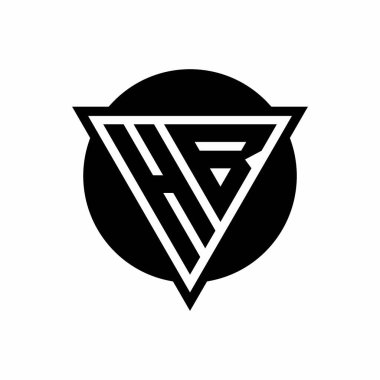 Eksi uzay üçgenli HB logosu ve beyaz arkaplanda izole edilmiş daire şeklinde tasarım şablonu