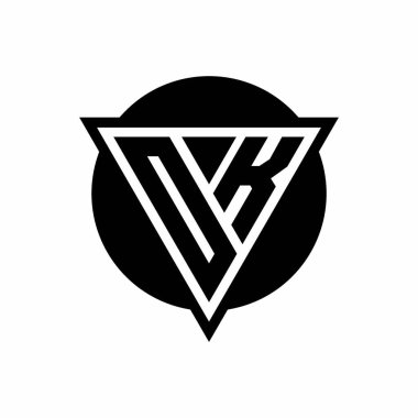 Tamam, negatif uzay üçgenli logo ve beyaz arkaplanda izole edilmiş daire şekilli şablon.