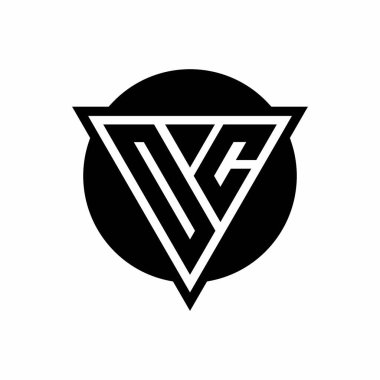 Eksi uzay üçgenli OC logosu ve beyaz arkaplanda izole edilmiş daire şeklindeki tasarım şablonu