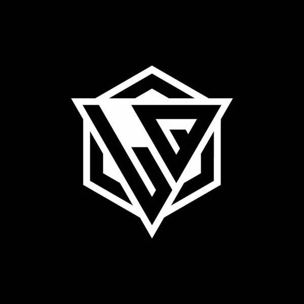 Üçgen Altıgen Şekilli Logosu Arka Beyaz Renklerde Izole Edilmiş — Stok Vektör