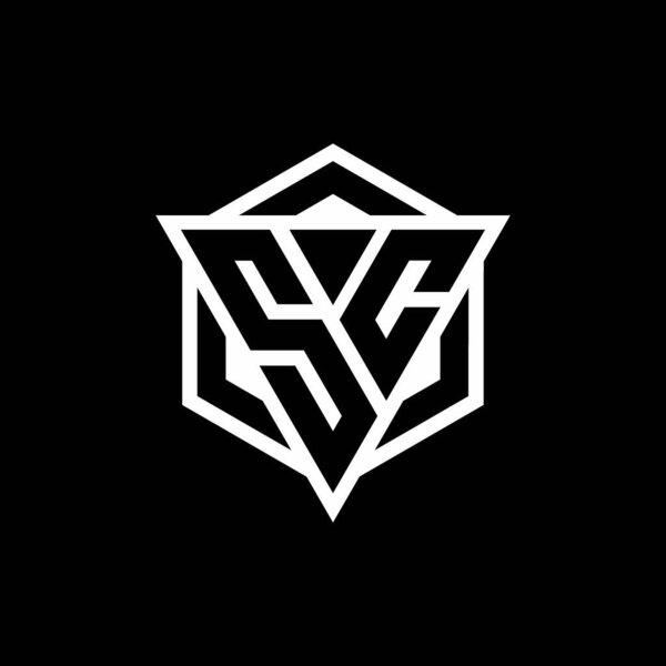 SC logo monogram with triangle and hexagon shape combination isolated on back and white colors