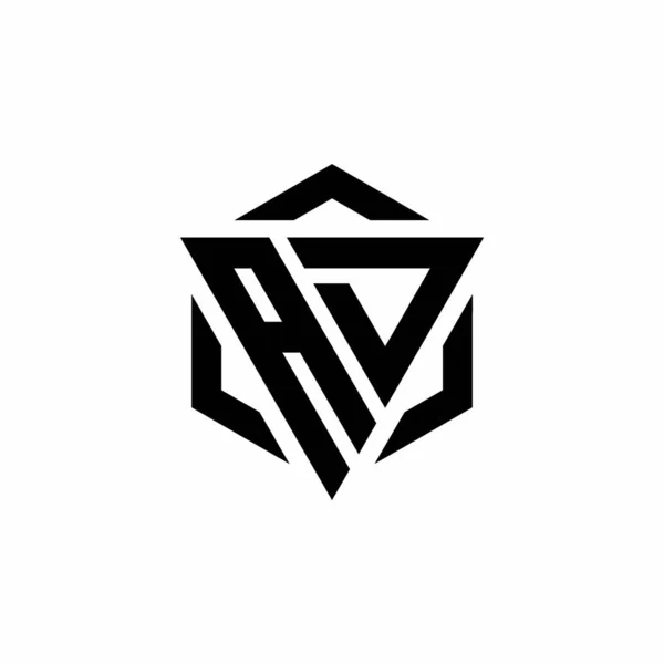 Logo Monogramma Con Triangolo Esagono Modello Design Moderno Isolato Sfondo — Vettoriale Stock