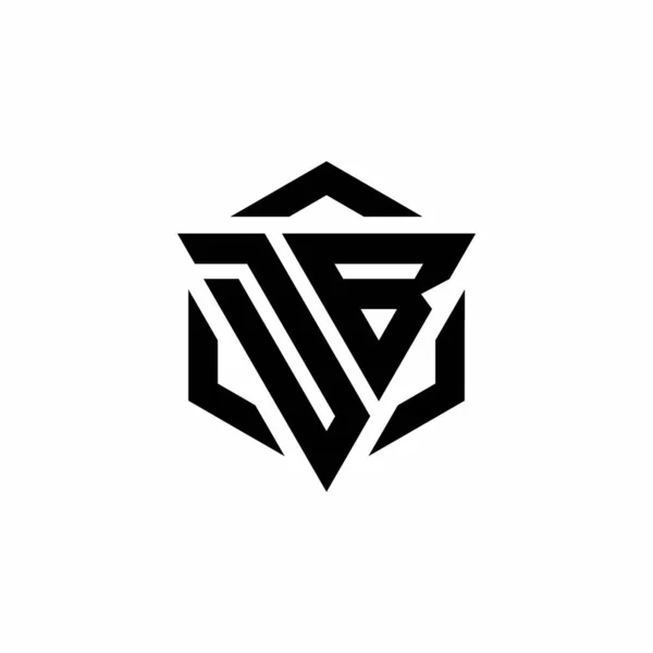 Beyaz arkaplanda izole edilmiş DB logo üçgeni ve altıgen modern tasarım şablonu