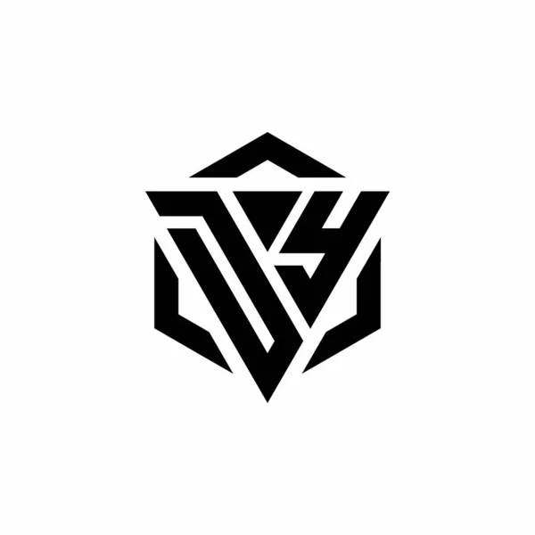 Monogramme Logo Avec Triangle Hexagone Design Moderne Isolé Sur Fond — Image vectorielle