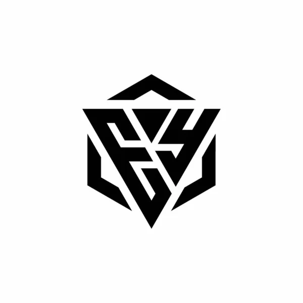 Monogramme Logo Avec Triangle Hexagone Design Moderne Isolé Sur Fond — Image vectorielle