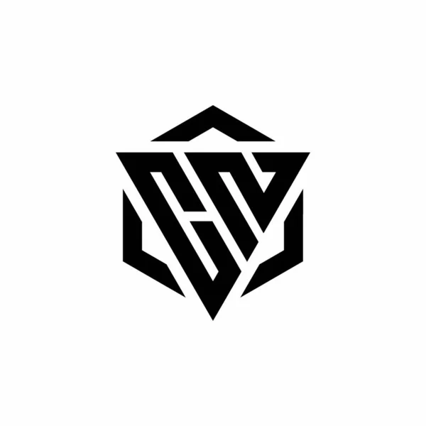 Monogramme Logo Avec Triangle Hexagone Design Moderne Isolé Sur Fond — Image vectorielle