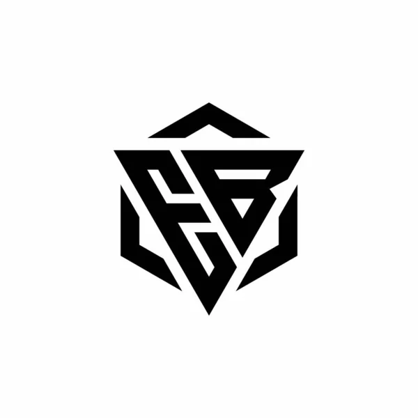Μονογράφημα Logo Τρίγωνο Και Εξάγωνο Μοντέρνο Σχέδιο Που Απομονώνεται Λευκό — Διανυσματικό Αρχείο