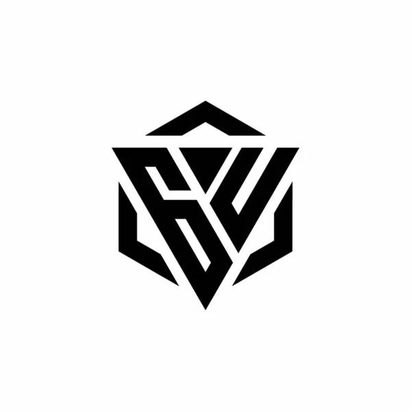 Monogramme Logo Avec Triangle Hexagone Design Moderne Isolé Sur Fond — Image vectorielle