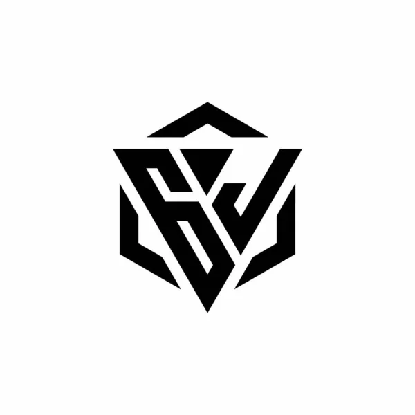 Logo Monogram Trojúhelníkem Šestiúhelník Moderní Design Šablony Izolované Bílém Pozadí — Stockový vektor