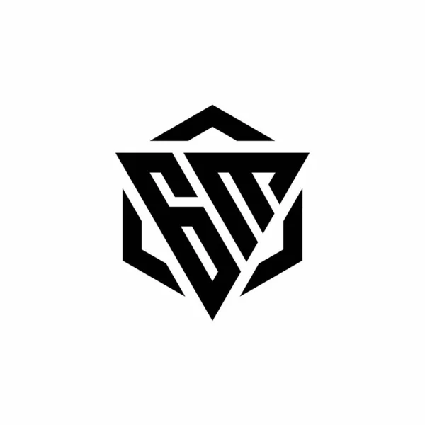 Monogramme Logo Avec Triangle Hexagone Design Moderne Isolé Sur Fond — Image vectorielle