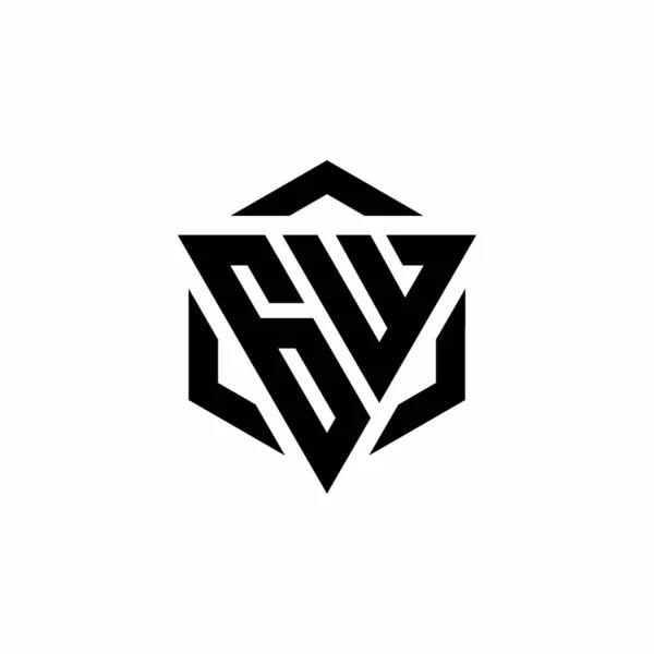 Monogramme Logo Avec Triangle Hexagone Modèle Conception Moderne Isolé Sur — Image vectorielle