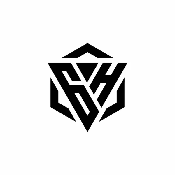 Monografia Logo Trójkątem Sześciokątem Nowoczesny Wzór Odizolowany Białym Tle — Wektor stockowy