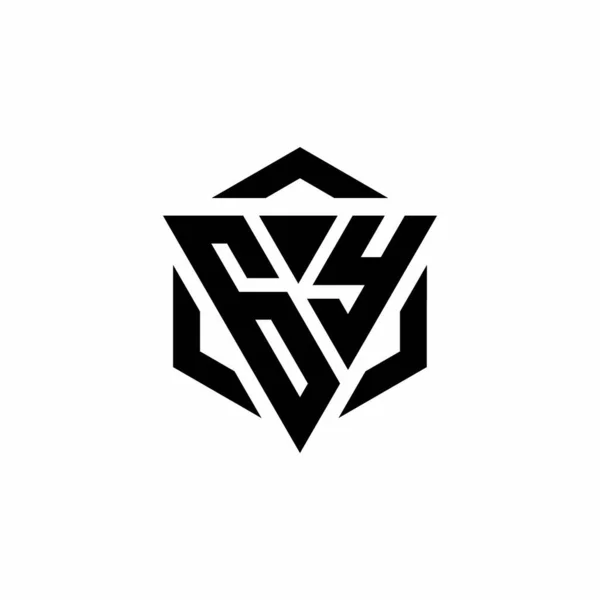 Monogramme Logo Avec Triangle Hexagone Design Moderne Isolé Sur Fond — Image vectorielle