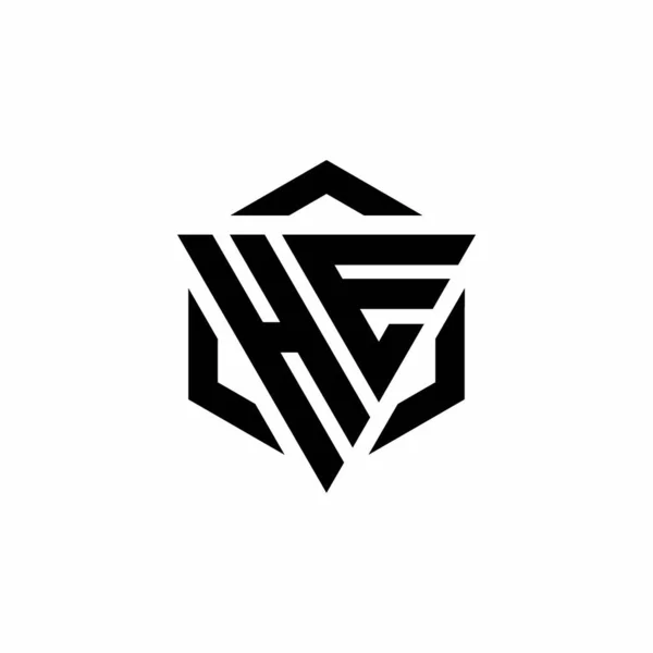 Üçgen Altıgen Modern Tasarım Şablonuna Sahip Logo Monogramı Beyaz Arkaplanda — Stok Vektör