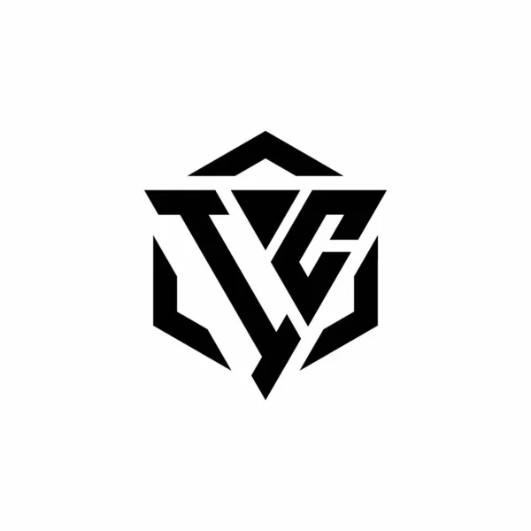 Logo Monogramma Con Triangolo Esagono Modello Design Moderno Isolato Sfondo — Vettoriale Stock