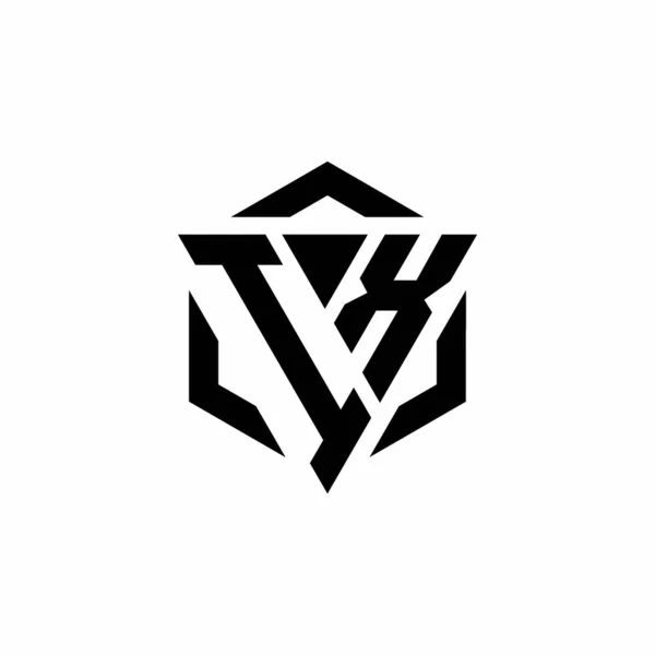 Monogramma Logo Con Triangolo Esagono Modello Design Moderno Isolato Sfondo — Vettoriale Stock