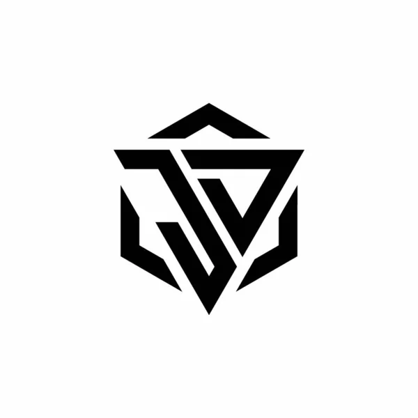Monograma Logotipo Com Modelo Moderno Projeto Triângulo Hexágono Isolado Fundo — Vetor de Stock