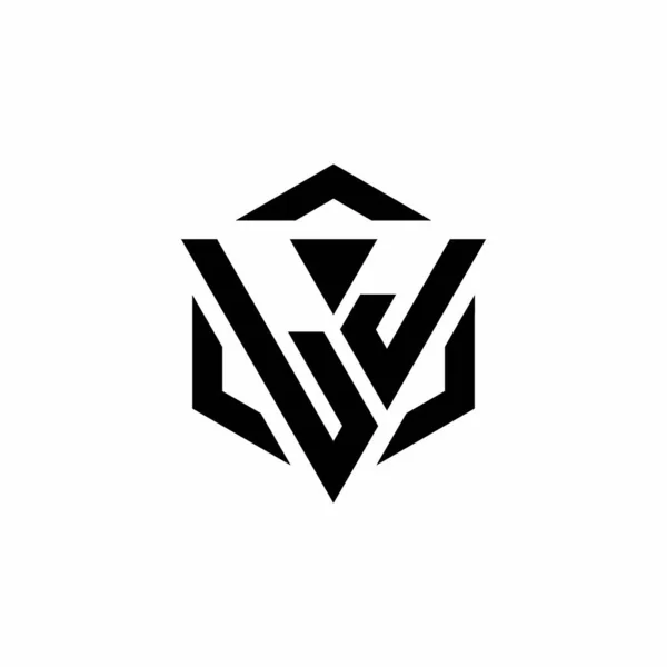 Logo Monogram Trójkątem Sześciokąta Nowoczesny Wzór Odizolowany Białym Tle — Wektor stockowy