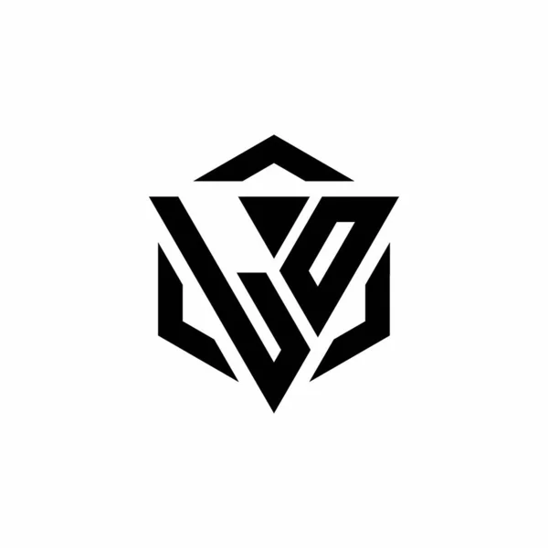 Λογότυπο Τρίγωνο Και Εξάγωνο Σύγχρονο Πρότυπο Σχεδιασμού Απομονωμένο Λευκό Φόντο — Διανυσματικό Αρχείο