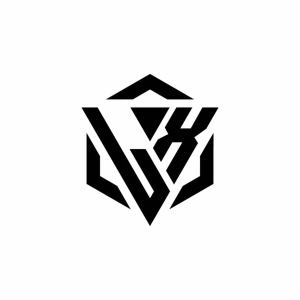 白色の背景に隔離された三角形と六角形のモダンなデザインテンプレートとLxロゴのモノグラム — ストックベクタ