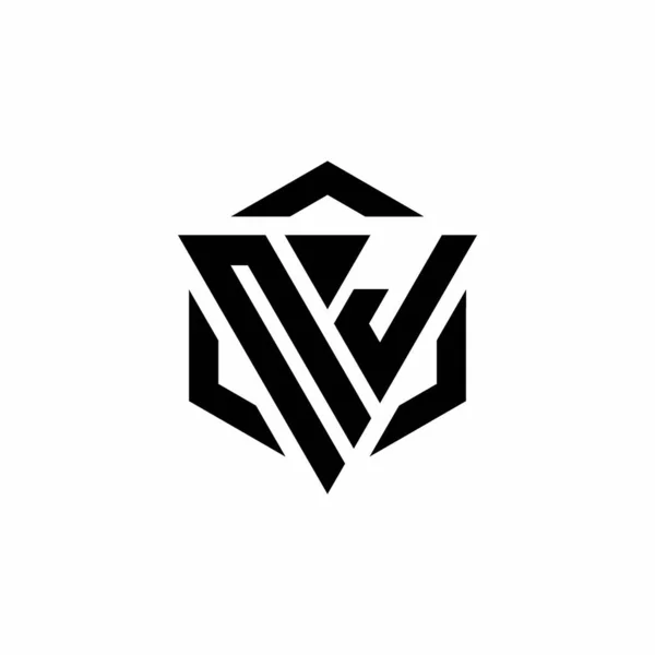 Monograma Logo Triunghi Șablon Design Modern Hexagon Izolat Fundal Alb — Vector de stoc