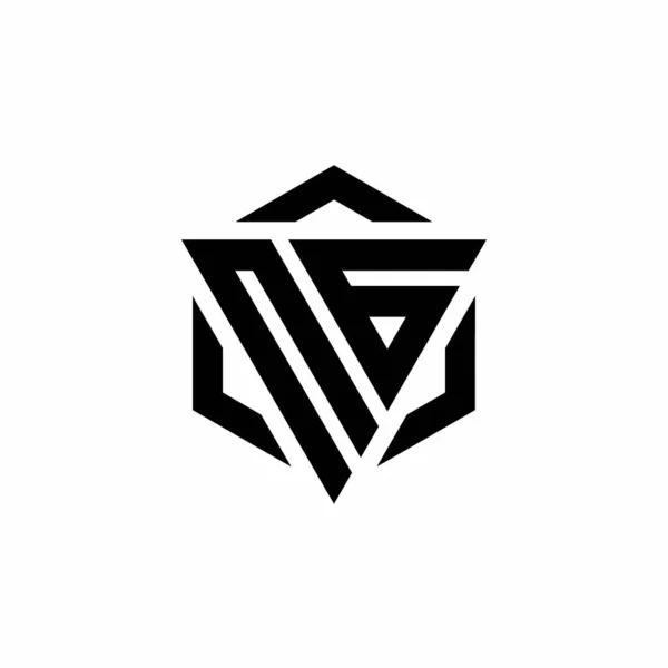 Monograma Logo Ului Triunghi Șablon Design Modern Hexagon Izolat Fundal — Vector de stoc