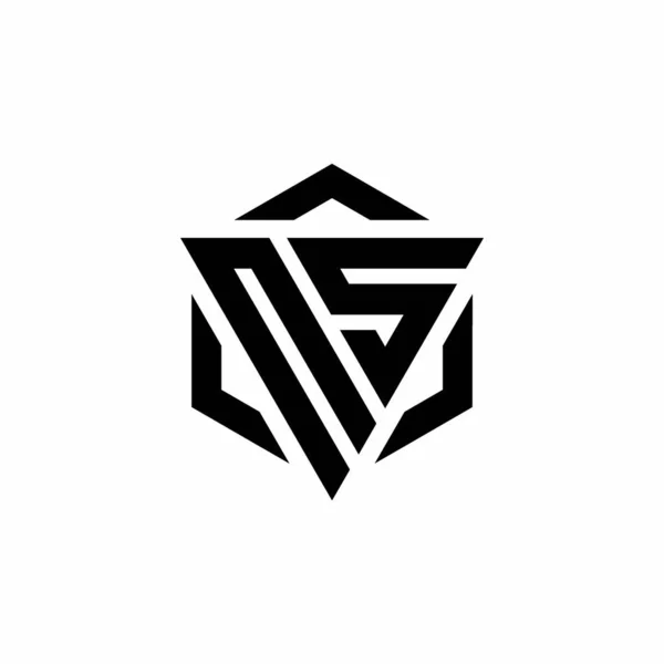 Logotyp Monogram Med Triangel Och Hexagon Modern Design Mall Isolerad — Stock vektor