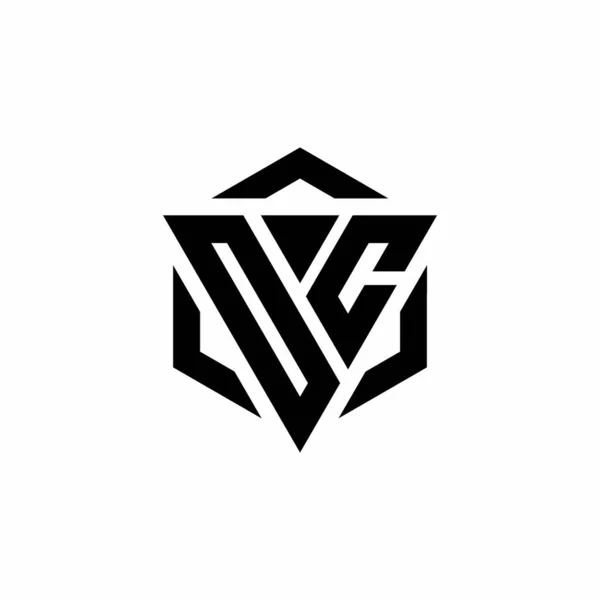 Monogramme Logo Avec Triangle Hexagone Design Moderne Isolé Sur Fond — Image vectorielle