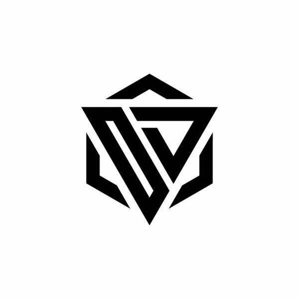 Monogram Logo Dengan Segitiga Dan Heksagon Templat Desain Modern Diisolasi - Stok Vektor