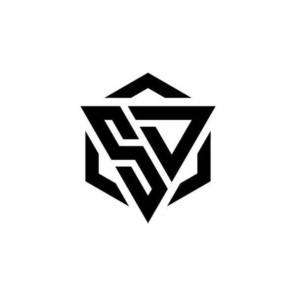 Logo Monogram Trojúhelníkem Šestiúhelník Moderní Design Šablony Izolované Bílém Pozadí — Stockový vektor