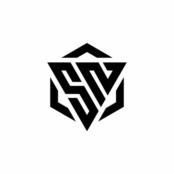 Logo Monogramme Avec Triangle Hexagone Modèle Conception Moderne Isolé Sur — Image vectorielle