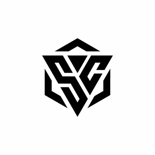 Logo Monogram Dengan Segitiga Dan Heksagon Templat Desain Modern Terisolasi - Stok Vektor