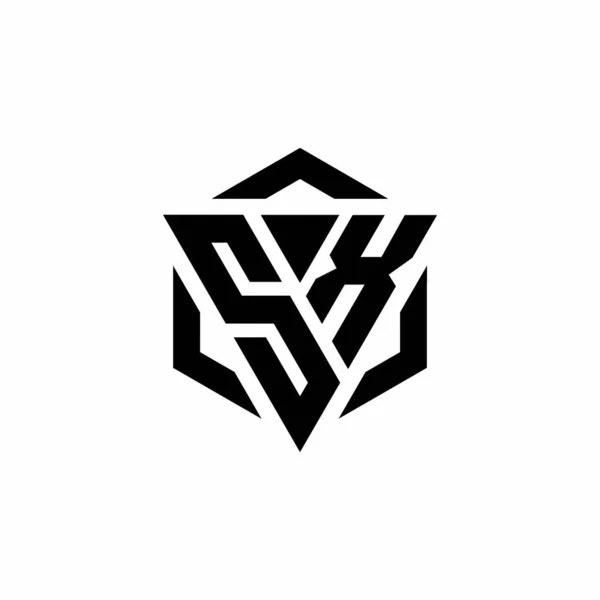 Monogramme Logo Avec Triangle Hexagone Design Moderne Isolé Sur Fond — Image vectorielle