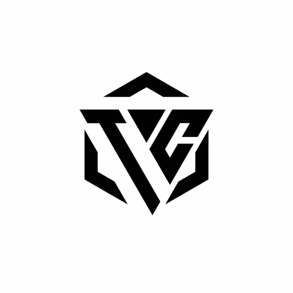 Monogramme Logo Avec Triangle Hexagone Design Moderne Isolé Sur Fond — Image vectorielle