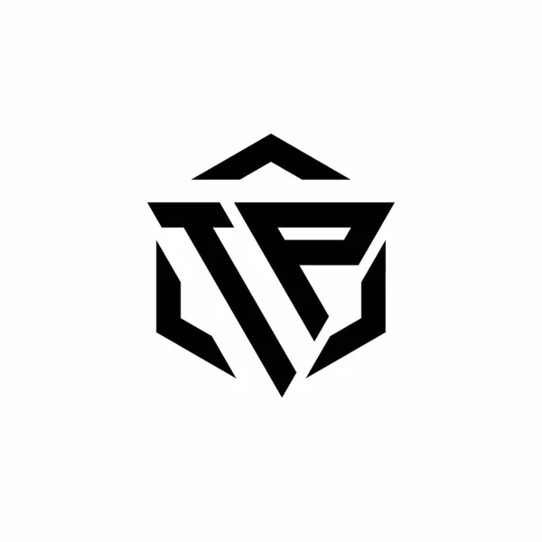 삼각형 육각형 디자인 템플릿 Logo Monogram 배경에 — 스톡 벡터