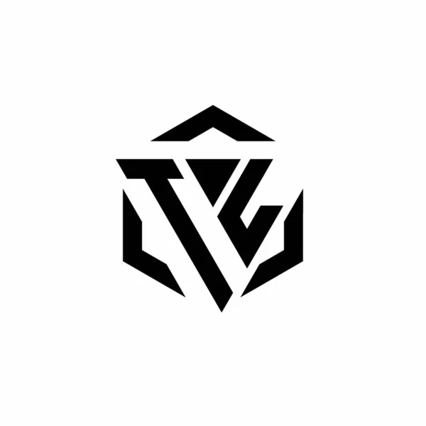 Logo Monogram Trojúhelníkem Šestiúhelník Moderní Design Šablony Izolované Bílém Pozadí — Stockový vektor