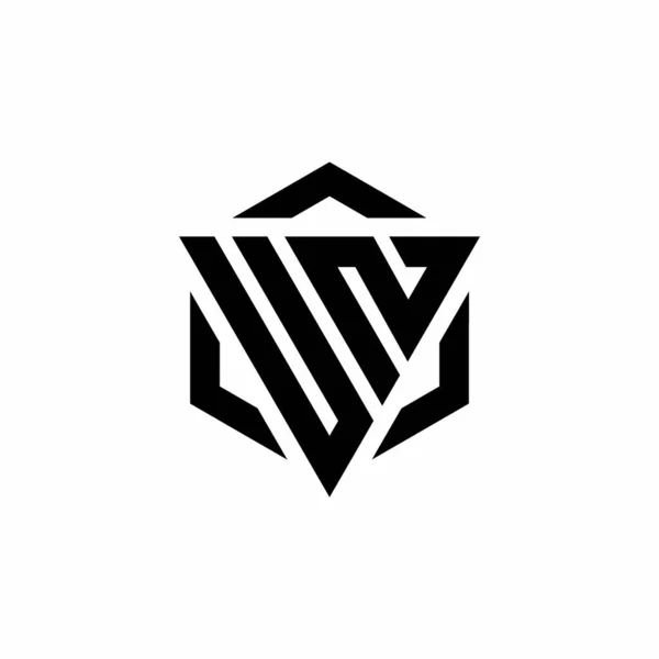 Monogramme Logo Avec Triangle Hexagone Design Moderne Isolé Sur Fond — Image vectorielle