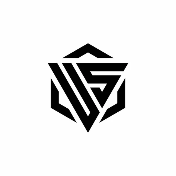 Monograma Logo Ului Sua Triunghi Șablon Design Modern Hexagon Izolat — Vector de stoc