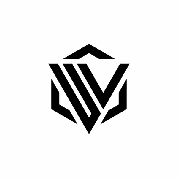 Монограма Ультрафіолетового Логотипу Трикутником Шестикутником Сучасного Дизайну Ізольована Білому Тлі — стоковий вектор