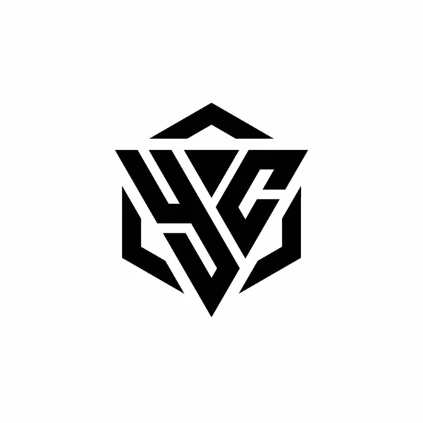 Monograma Logo Con Plantilla Diseño Moderno Triangular Hexágono Aislado Sobre — Archivo Imágenes Vectoriales