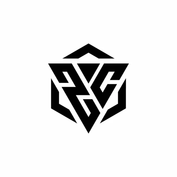 Монограма Логотипу Трикутником Шестикутником Сучасного Дизайну Ізольована Білому Тлі — стоковий вектор