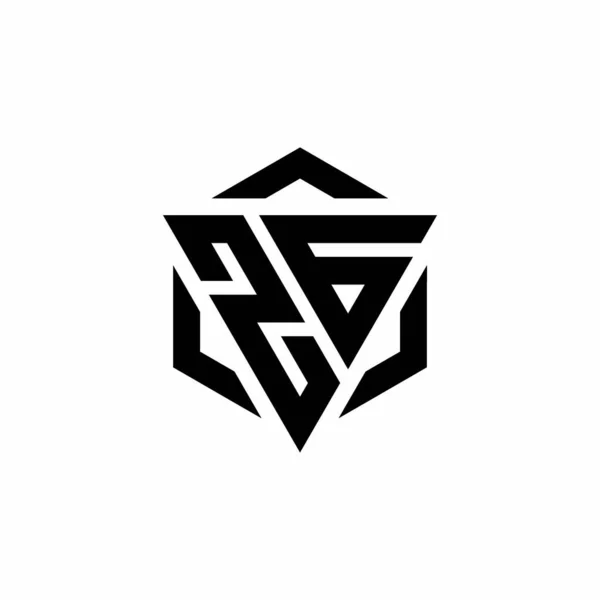 Monogramme Logo Avec Triangle Hexagone Design Moderne Isolé Sur Fond — Image vectorielle