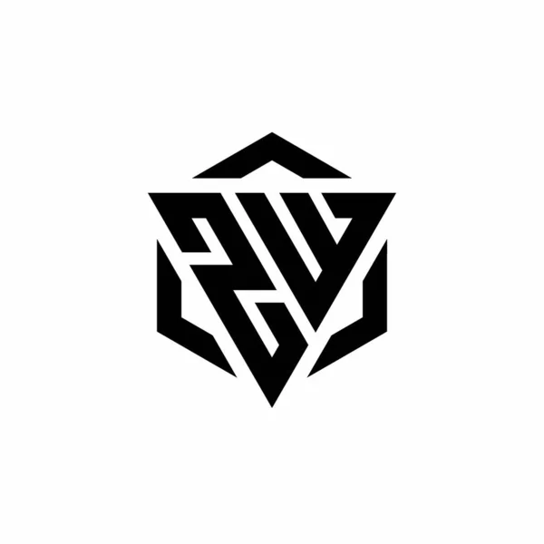Monogram Logo Trójkątem Sześciokątem Nowoczesny Wzór Odizolowany Białym Tle — Wektor stockowy