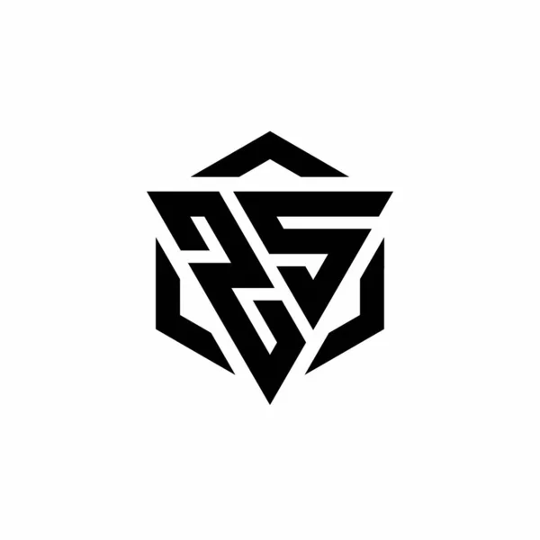 Logo Monogrammi Kolmio Kuusikulmio Moderni Muotoilu Malli Eristetty Valkoisella Taustalla — vektorikuva