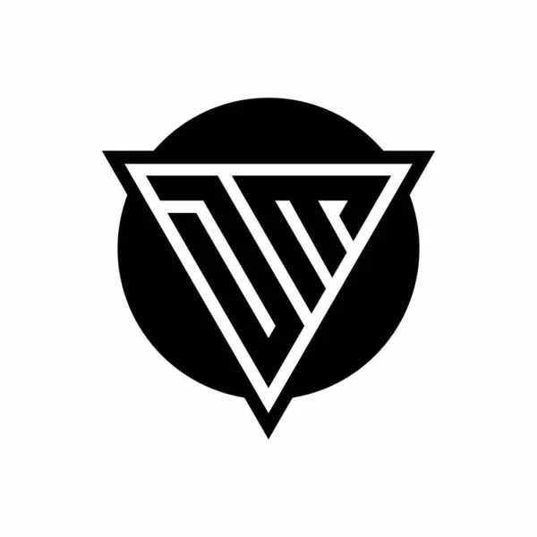 Logo Con Triángulo Espacio Negativo Plantilla Diseño Forma Circular Aislada — Vector de stock