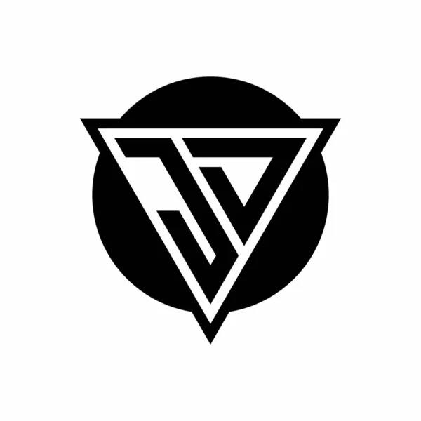 Logo Negativním Prostorovým Trojúhelníkem Šablonou Tvaru Kruhu Izolované Bílém Pozadí — Stockový vektor